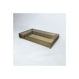 ottolamp Antik Pirinç Eskitme Çizgili Bronz Aynalı Dekoratif Sunum Tepsisi 38x24 cm