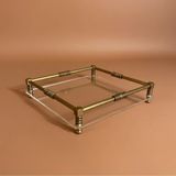 Ottolamp Dekoratif Antik Pirinç Pleksi Tepsi 26X26 cm –dekoratif Tepsi-Sunum Tepsisi-Metal Tepsi - Altın - 26 x 26