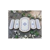 Ottoman 5 Parça Seramik Oval Kayık Kahvaltı Zeytinlik Servis Sunum Tabağı Seti