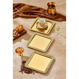 Ottoman Gold Serisi Gold Sunum Tepsisi, Söz Nişan Tepsisi, 24CM, Avangart Dizayn, 3 Adet