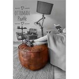 Ottoman Pouffe Dolgulu ! El Yapımı Hakiki Deri Orijinal Bohem Ottoman Puf Yer Ayak Minderi 60x42cm