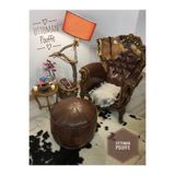 Ottoman Pouffe El Yapımı Hakiki Deri Bohem Ottoman Puf Yer Ayak Uzatma Minderi Kahve 60x38cm(DOLGUSUZ)
