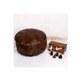 Ottoman Pouffe El Yapımı Hakiki Kuzu Derisi Bahçe Balkon Bungalov Puf Yer Minderi Kahve Özel Seri 60x30cm(DOLGULU)