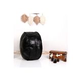 Ottoman Pouffe El Yapımı Hakiki Kuzu Derisi Bahçe Balkon Bungalov Puf Yer Minderi Siyah Özel Seri 60x30cm(DOLGULU)