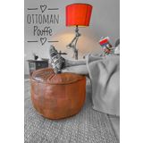 Ottoman Pouffe Hakiki Deri El Emeği Bohem Bahçe Ev Balkon Puf Yer Ayak Uzatma Minderi 60cm