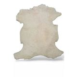 Ottoman Pouffe Hakiki Gerçek Deri Koyun Postu Posteki Krem 55X70cm