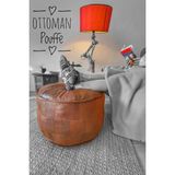 Ottoman Pouffe Hakiki Kuzu Derisi El Yapımı Ayak Dinlendirme Pufu – Dolgulu, 60 × 40 cm, Taba - 60 x 40 cm