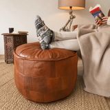 Ottoman Pouffe Hakiki Kuzu Derisi El Yapımı Bohem Puf Yer Ayak Uzatma Minderi 60X40CM(DOLGUSUZ Gönderilecektir) - 60 x 40 cm - Taba