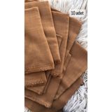 OttomanSilk Flamlı 10'lu Paket Dağıtmalık Pamuklu Yazma Eşarp Kahverengi DVFD1