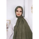 OttomanSilk Ütü Gerektirmeyen Bambu Kraş Şal HAKİ- BMB0508 N012