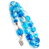 OTTOTESBİH Erkek 14x15mm Maskot Boy Su Mavisi Hareli Toz Kehribar Tesbih Efe Tesbihi
