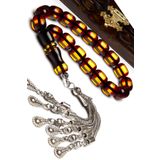 OTTOTESBİH Erkek Maskot Boy 11x14mm Sürmeli Toz Kehribar Tesbih Efe Tesbihi