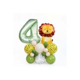 Oturan Aslan Adaçayi Yeşili Rakam Folyolu Yaş Balon Set, 4