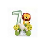 Oturan Aslan Adaçayi Yeşili Rakam Folyolu Yaş Balon Set, 7