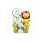 Oturan Aslan Adaçayi Yeşili Rakam Folyolu Yaş Balon Set, 8