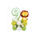 Oturan Aslan Adaçayi Yeşili Rakam Folyolu Yaş Balon Set, 9