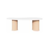 Oturma Odası için Yuvarlak Sehpa, Boho İskandinav Tasarımlı Modern Ahşap Orta Masa, Beyaz veya Doğal MDF Kaplama, Oval ve Çok Katmanlı Seçeneklere Sahip Şık Minimalist Mobilya (Drop)