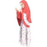 Oulabi Mir Kız Çocuk Namaz Elbisesi Eteği Kelebek Baskılı - 10 - 11 Yaş - Somon