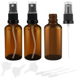 Oulesvte 3 adet kahverengi cam püskürtme şişesi, 50 ml burun püskürtme | Huni, başlık, püskürtücü, taşınabilir, küçük sprey şişesi, uçucu yağlar, kozmetik, temizlik, masaj, saçlar için