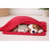 Oumo 70X90 cm Peluş Kedi ve Köpek Yorganı – Yıkanabilir, Taşınabilir, Yumuşak Evcil Hayvan Battaniyesi - Pembe