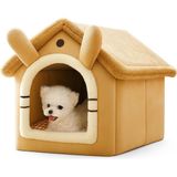 Oumo Kedi Evi Yumuşak Kedi Yatağı | Peluş Derin Uyku Evi, Çıkarılabilir Minderli, Isı Yalıtımlı Kışlık Ev - Camel