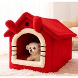 Oumo Kedi Evi Yumuşak Kedi Yatağı | Peluş Derin Uyku Evi, Lüx Minderli, Yalıtımlı Kışlık Ev (Kırmızı)