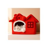 Oumo Villa Kedi Evi Peluş Kapalı Kedi Yatağı Minderli Katlanır Kedi Evi L Boy