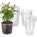 OUPSAUI 4/5/6/7 İnç Drenaj Delikli Şeffaf Fidanlık Saksıları, 28'li Paket Kreş Saksıları Çeşit Paketi, Bitkiler için Dayanıklı Şeffaf Plastik Saksılar, Tohum Başlangıç Saksıları, Bahçe Çiçek Orkide