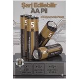 Ouptec 4 Adet USB Type-C Şarjlı AA Pil 1.5V | 1000+ Kez Şarj Edilebilir Lityum Pil | Kalem Pil