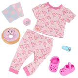 Our Generation – Oyuncak bebek pijama seti, 46 cm bebekler, donut pelüş, oyun el feneri ve ayakkabılar için – fantezi dolu oyunlar için oyuncak bebek kıyafeti – Dreaming of Donuts