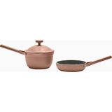 Our Place Minik Seramik Tencere ve Tava Seti - Pembe