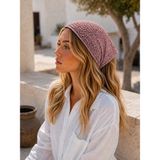 OUS Pembe Fileli Örgü Bandana Kadın Bağlamalı Saç Bandı Hafif Esnek Günlük Bandana - Tek Beden