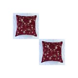 oushak Çiçek Desenli Yastık Kılıfı Çift Taraflı Goblen Kumaş Kapalı Fermuarlı Kırlent 2'Lİ 40x40 Bordo-40 x 40