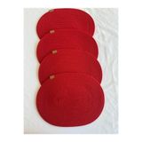 oushak Jüt Amerikan Servis Sofra Altlığı, Masa Dekoru Supla Oval Kırmızı 30x40 4lü Kırmızı-30 x 40