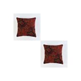oushak Kilim Desenli Dekoratif Yastık Kılıfı 2'li Çift Taraflı Şönil Dokuma Gizli Fermuarlı Kırlent Kılıfı Kırmızı-40 x 40