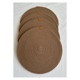 oushak Yuvarlak Amerikan Servis Sofra Altlığı, Masa Dekoru Supla 33cm Kahverengi 4lü Kahverengi-33 x 33