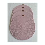 oushak Yuvarlak Amerikan Servis Sofra Altlığı, Masa Dekoru Supla Açık Pembe 33cm 4lü Pembe-33 x 33