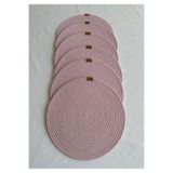 oushak Yuvarlak Amerikan Servis Sofra Altlığı, Masa Dekoru Supla Açık Pembe 33cm 6lı Pembe-33 x 33