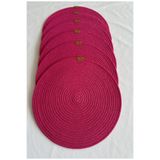oushak Yuvarlak Amerikan Servis Sofra Altlığı, Masa Dekoru Supla Fuşya 33cm 6lı Fuşya-33 x 33