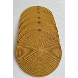 oushak Yuvarlak Amerikan Servis Sofra Altlığı, Masa Dekoru Supla Hardal 33cm 6lı Hardal-33 x 33