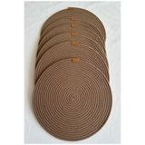 oushak Yuvarlak Amerikan Servis Sofra Altlığı, Masa Dekoru Supla Kahverengi 33cm 6lı Kahverengi-33 x 33