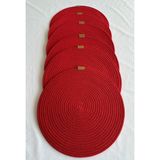 Oushak Yuvarlak Amerikan Servis Sofra Altlığı, Masa Dekoru Supla Kırmızı 33CM 6lı Kırmızı-
