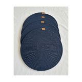 oushak Yuvarlak Amerikan Servis Sofra Altlığı, Masa Dekoru Supla Lacivert 33cm 4lü Lacivert-33 x 33