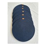 oushak Yuvarlak Amerikan Servis Sofra Altlığı, Masa Dekoru Supla Lacivert 33cm 6lı Lacivert-33 x 33