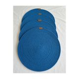 oushak Yuvarlak Amerikan Servis Sofra Altlığı, Masa Dekoru Supla Mavi 33cm 4lü Mavi-33 x 33