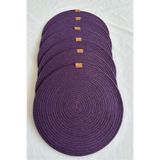 oushak Yuvarlak Amerikan Servis Sofra Altlığı, Masa Dekoru Supla Mor 33cm 6lı Mor-33 x 33