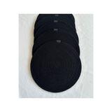 oushak Yuvarlak Amerikan Servis Sofra Altlığı, Masa Dekoru Supla Siyah 33cm 4lü Siyah-33 x 33