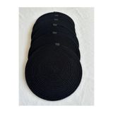 oushak Yuvarlak Amerikan Servis Sofra Altlığı, Masa Dekoru Supla Siyah 33cm 6lı Siyah-33 x 33