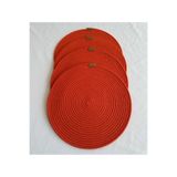 oushak Yuvarlak Amerikan Servis Sofra Altlığı, Masa Dekoru Supla Turuncu 33cm 4lü Turuncu-33 x 33