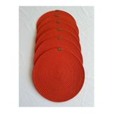 oushak Yuvarlak Amerikan Servis Sofra Altlığı, Masa Dekoru Supla Turuncu 33cm 6lı Turuncu-33 x 33